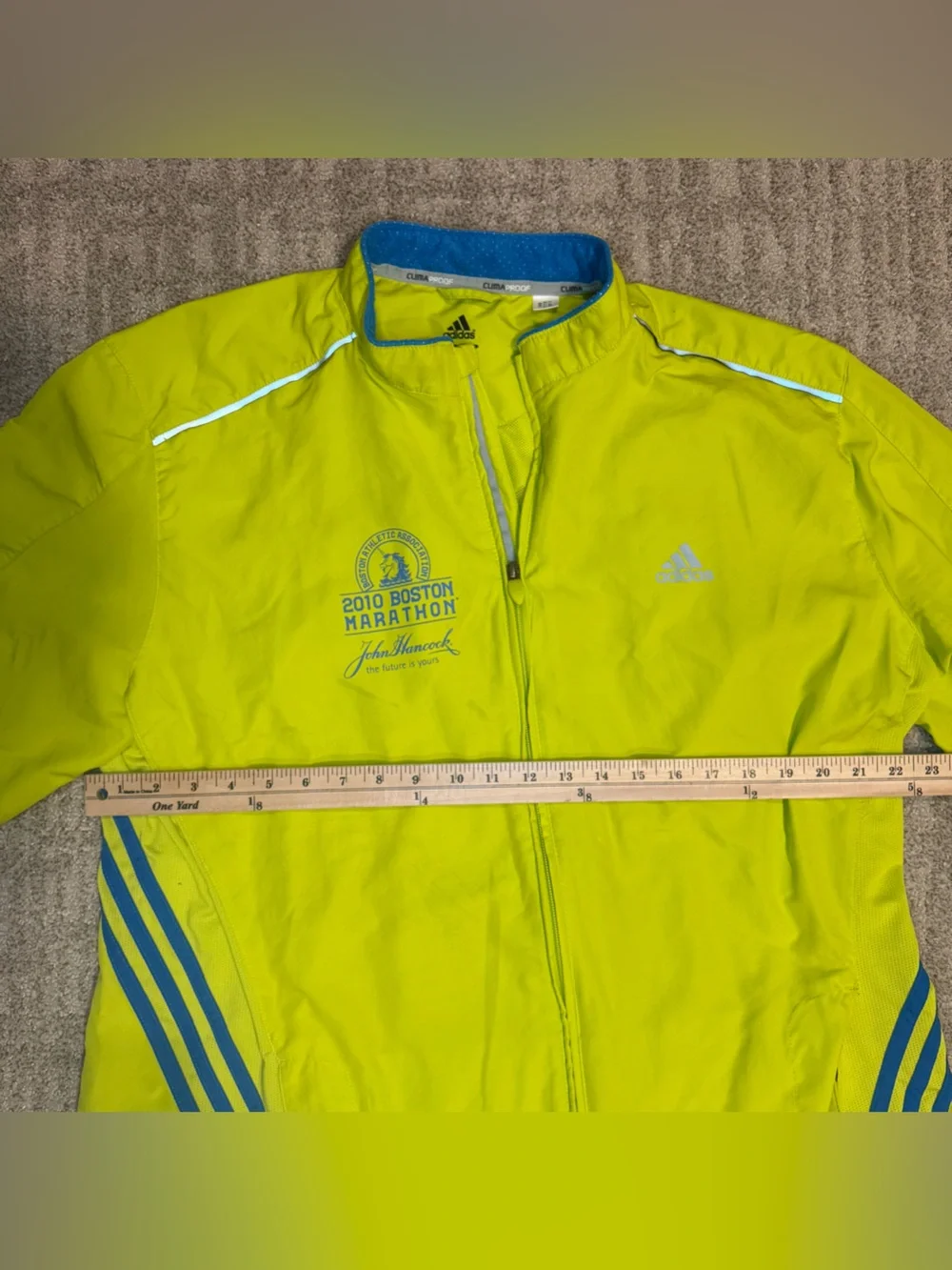 Adidas High-Visibility Neon Yellow Boston Marathon Running Jacket size 2xl